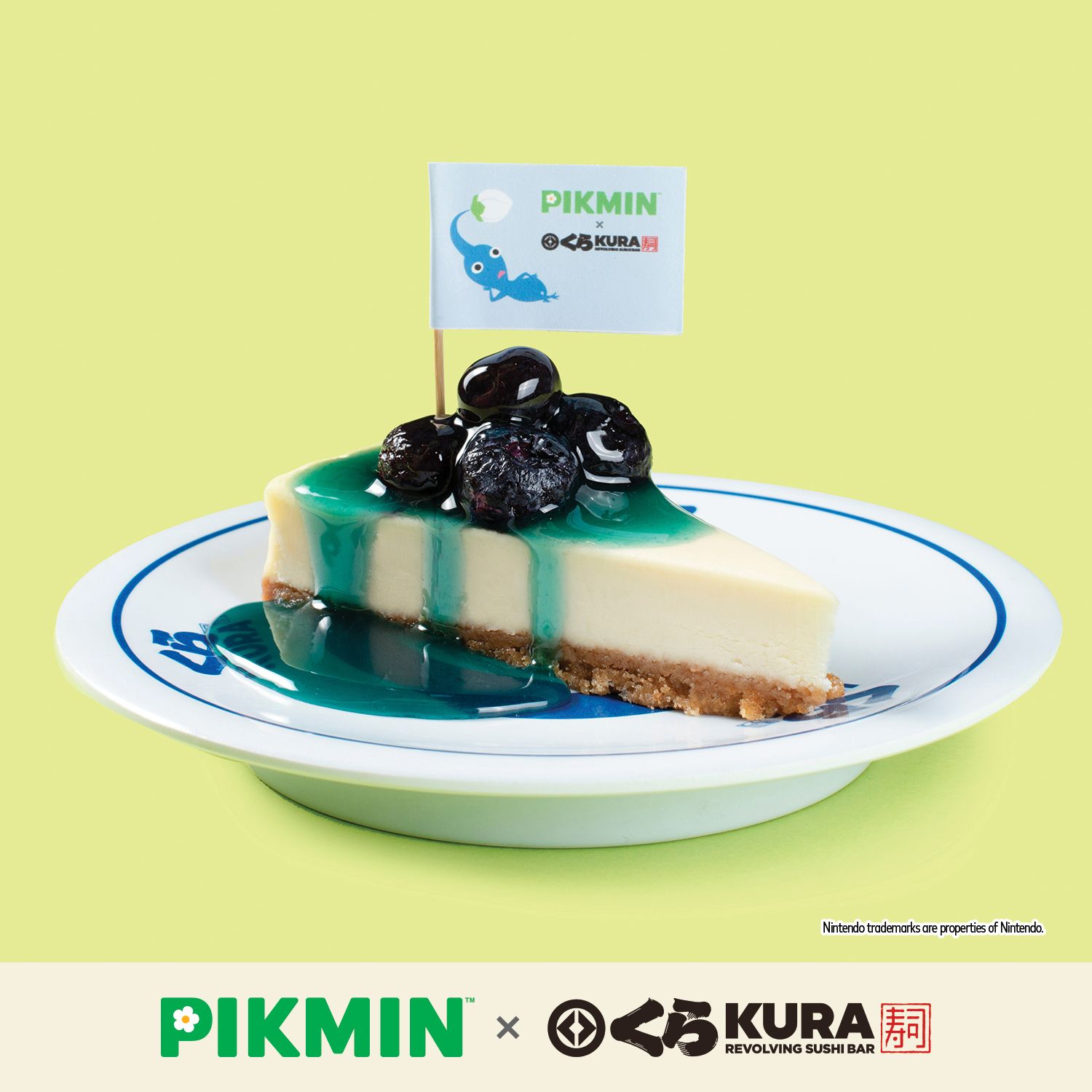 Photo by Emily J. Davis for Kura Sushi_Pikmin Bikkura Pon Collaboration Food Special_Blue Pikmin Cheesecake_2