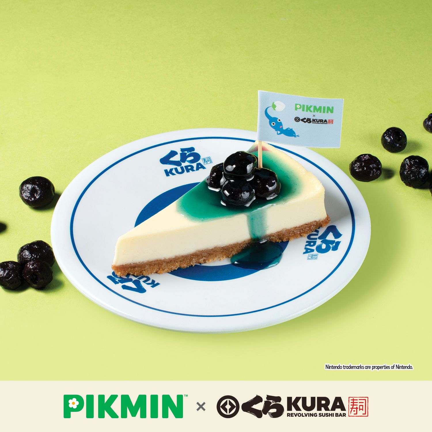 Photo by Emily J. Davis for Kura Sushi_Pikmin Bikkura Pon Collaboration Food Special_Blue Pikmin Cheesecake_3