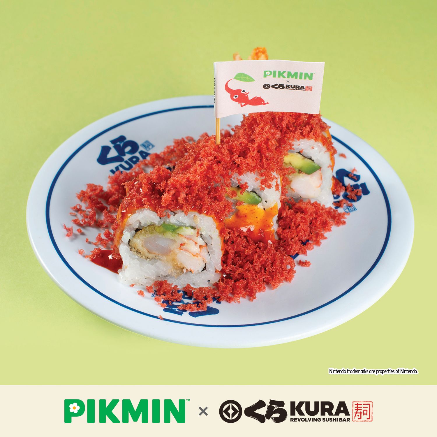 Photo by Emily J. Davis for Kura Sushi_Pikmin Bikkura Pon Collaboration Food Special_Red Pikmin Crunchy Roll_1