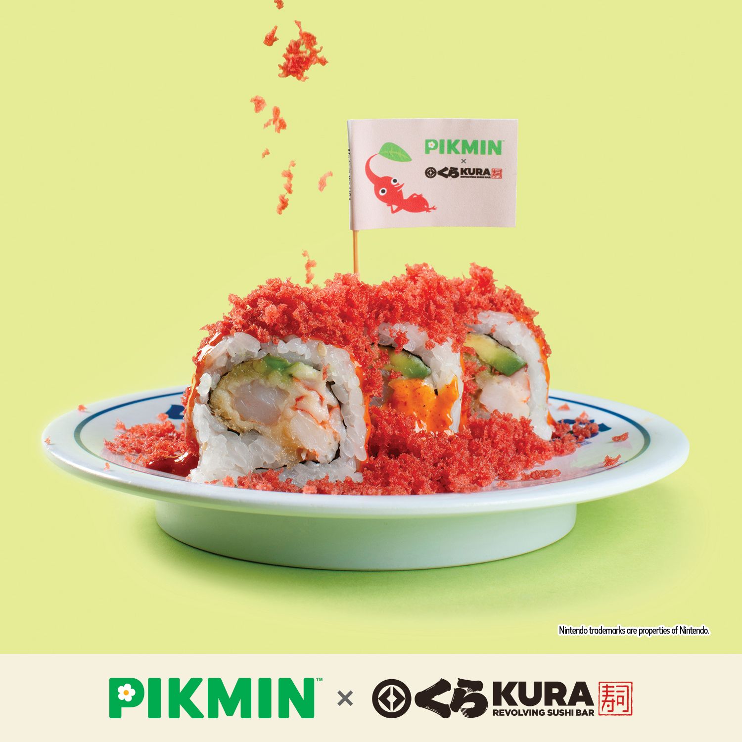 Photo by Emily J. Davis for Kura Sushi_Pikmin Bikkura Pon Collaboration Food Special_Red Pikmin Crunchy Roll_2