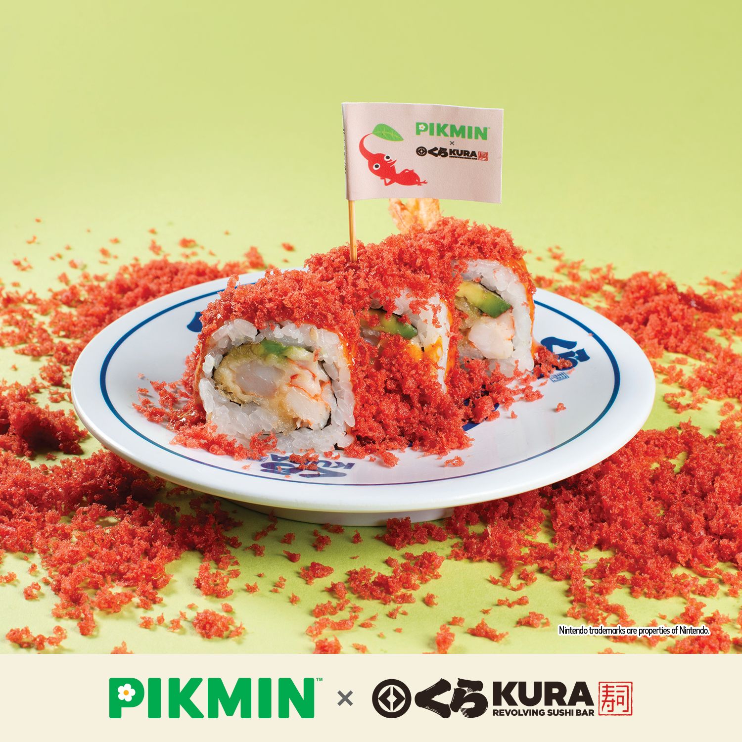 Photo by Emily J. Davis for Kura Sushi_Pikmin Bikkura Pon Collaboration Food Special_Red Pikmin Crunchy Roll_3