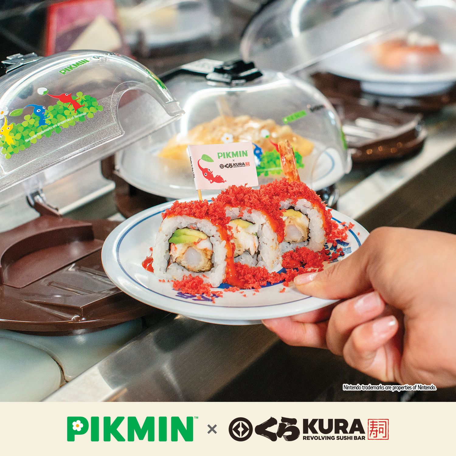 Photo by Emily J. Davis for Kura Sushi_Pikmin Bikkura Pon Collaboration Food Special_Red Pikmin Crunchy Roll_4