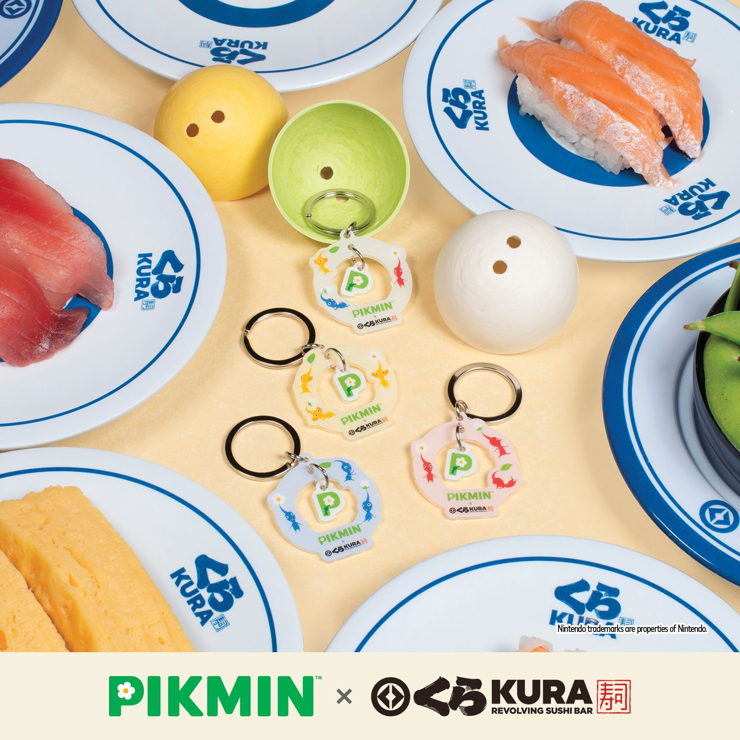 Photo by Emily J. Davis for Kura Sushi_Pikmin Bikkura Pon Collection_Acrylic Swing Keychain Collectibles_1